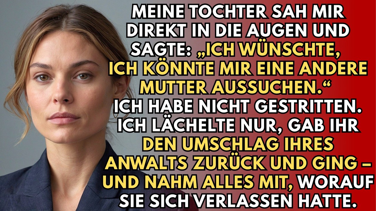 „Ich wünschte, ich könnte mir eine andere Mutter aussuchen“, spottete meine Tochter Saskia, während sie mir den Umschlag ihres Anwalts über meine Kücheninsel schob. Darin: die Forderung, mein Haus...