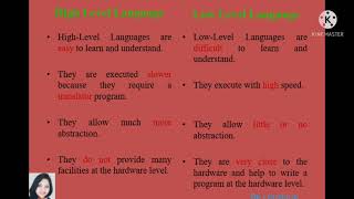 C_02 Difference between high level language & Low level language