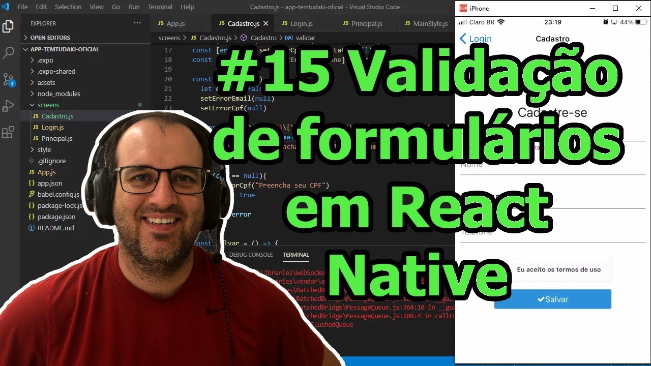 Aula 15 - Validação de formulário em React Native - YouTube