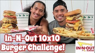 In-N-Out 10x10 BURGER CHALLENGE! 10 PATTIES EACH | MUKBANG