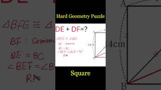 Hard Geometry Puzzle: Find the sum of DE and DF, 어려운 기하학 퍼즐: 정사각형에서 DE + DF 구하기