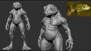 Sculpting ZBrush Detalization Frog Man 05