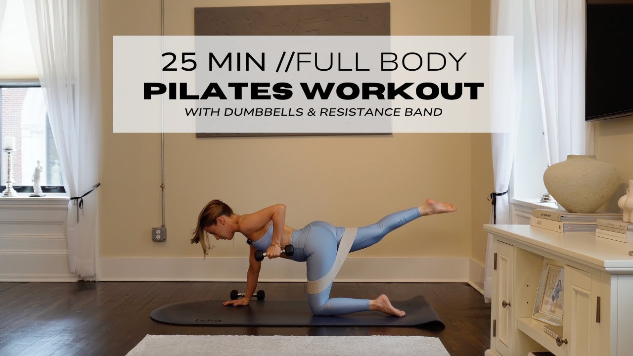 25 MIN FULL BODY PILATES AT HOME WORKOUT | WITH DUMBBELLS & BAND | full body home workout