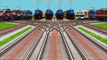 All TRAINS CROSSING ON BUMPY FORKED RAILROAD TRACKS | Train Simulator Indian Train | Indian Railroad