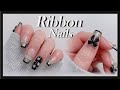 Cute and Pretty Ribbon Nails/easy to do French nail/nail tips/nail extension/Korean nail/french nail