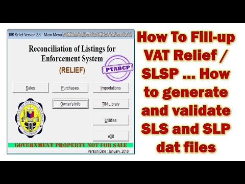 How To Fill-up VAT Relief, generate and validate SLSP dat files | PTABCP Business Coaching
