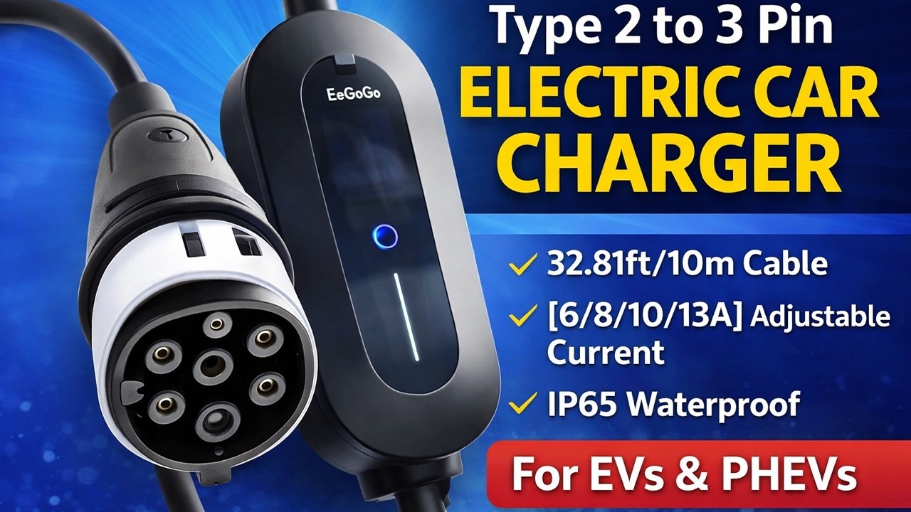 Type 2 EV Charger Review: 3kW Fast Charge | 10M Cable + IP65 Protection
