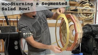 Woodturning a Segmented Salad Bowl with Walnut, Canarywood and Padauk | Michael says Wow!