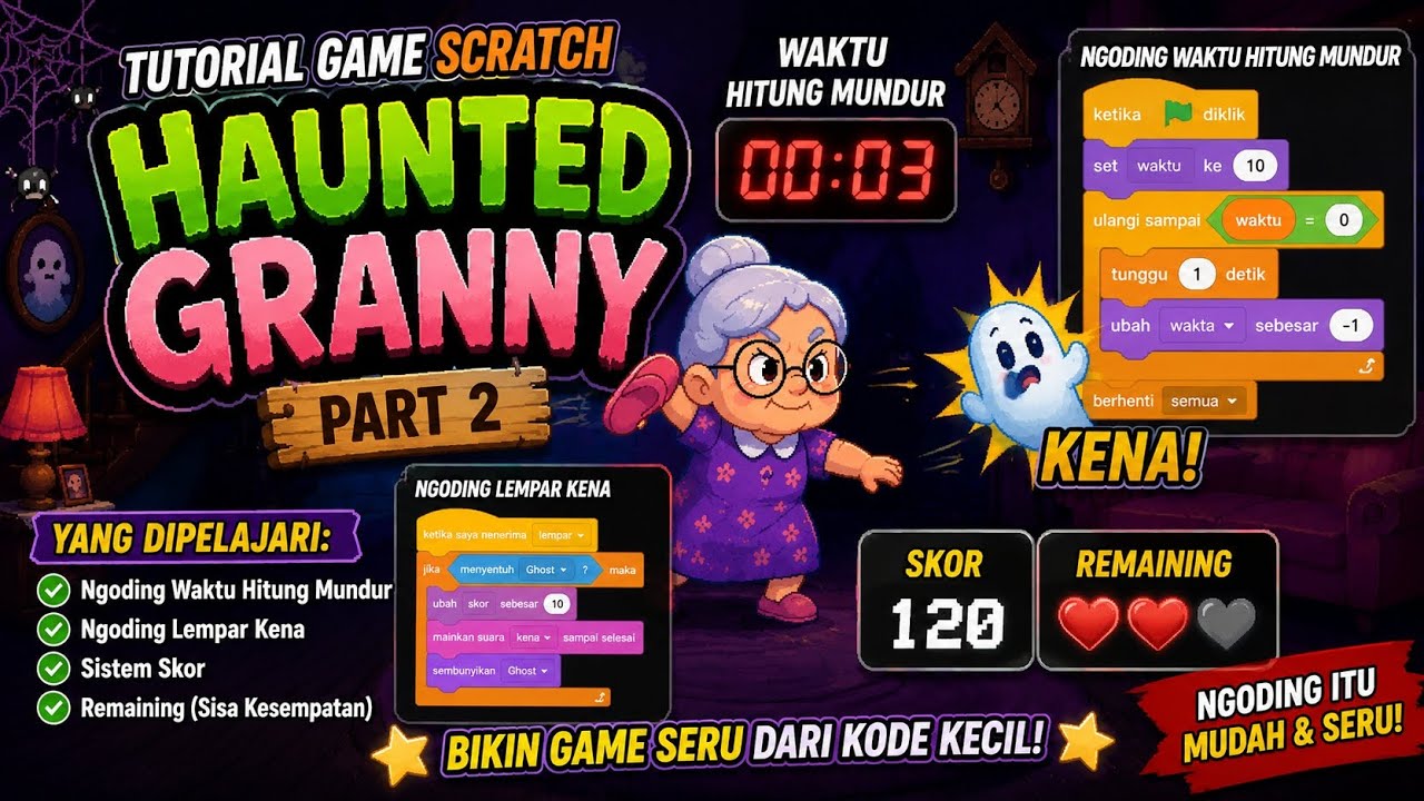 Cara Membuat Sistem Skor & Hitung Mundur di Scratch | Haunted Granny ...