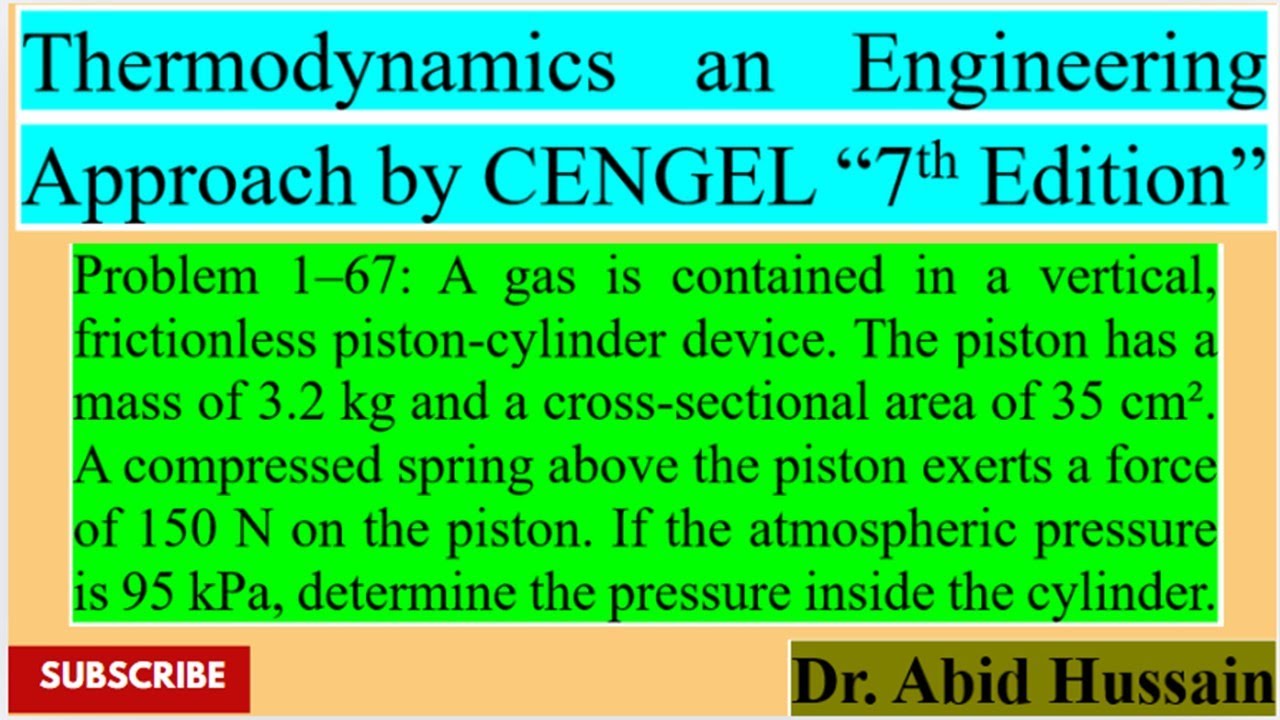 Pressure in cylinder=? |Problem 1-67| Thermodynamics An Engineering