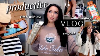 productive vlog busy days packing sephora haul beauty empties fall outfit ideas