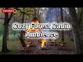 Cozy Forest Cabin Ambience – Warm Campfire, Relaxing Sounds &amp; Peaceful Music