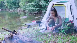 Solo Camping and cooking in the deep jungle | Relax with natural sounds in the woods