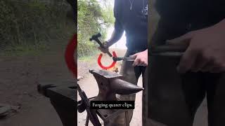 Forging Clips On A Horse Shoe.