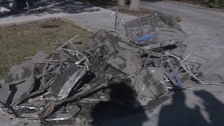 Restaurant debris shopping cart found in San Antonio River after draining
