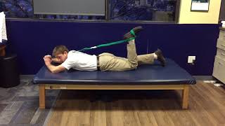 Prone quad stretch, Isometric, active motion