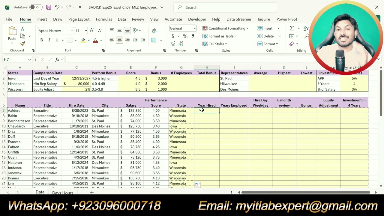 Exp25_Excel_Ch07_ML2_Employees | Excel Chapter 7: Grader Mid-Level 2 - Employee Data 