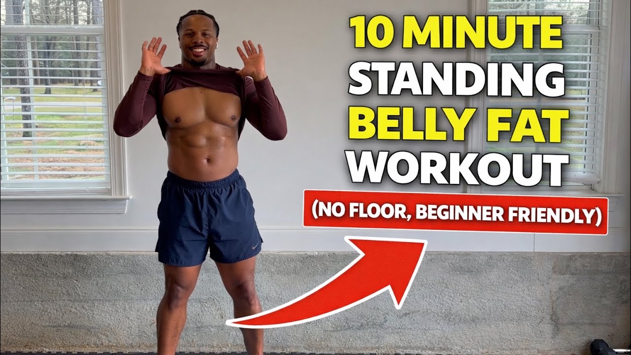 10-минутная тренировка для сжигания жира на животе стоя (без пола, подходит для начинающих)