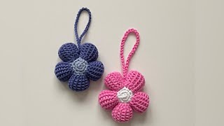 Crochet  Flower Keyring/Keychain  Tunisian Crochet