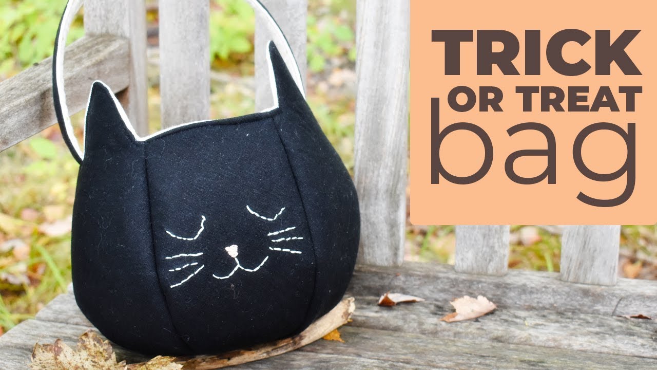 Make a Black Cat Trick or Treat Candy Bag Free sewing pattern YouTube