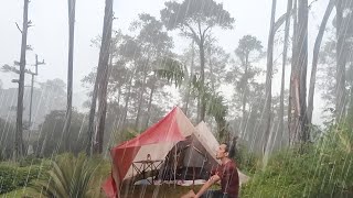 RELAXING CAMPING IN AMAZING HEAVY RAINSTORM ⛈ NON STOP RAIN ASMR