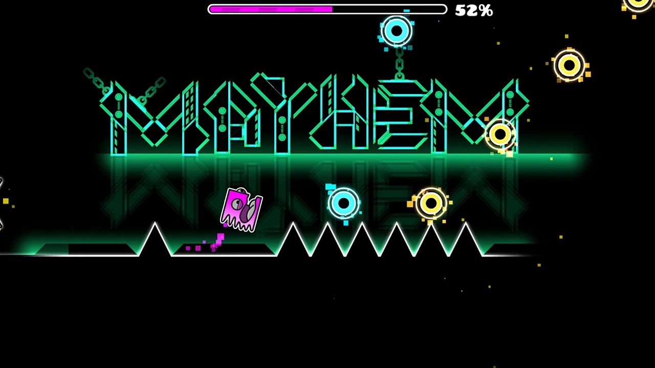 Geometry Dash, Mayhem By Lazerblitz 100% (Medium Demon) (3 Coins)