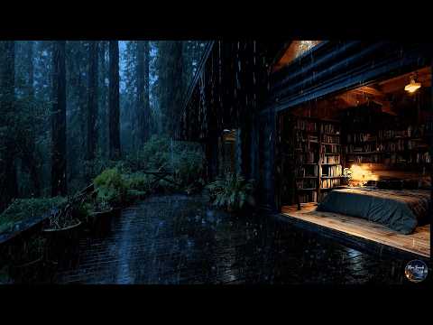 Heavy Rain in Forest for Sleeping 🌧️ Cozy Cabin Night | Meditation & Deep Sleep
