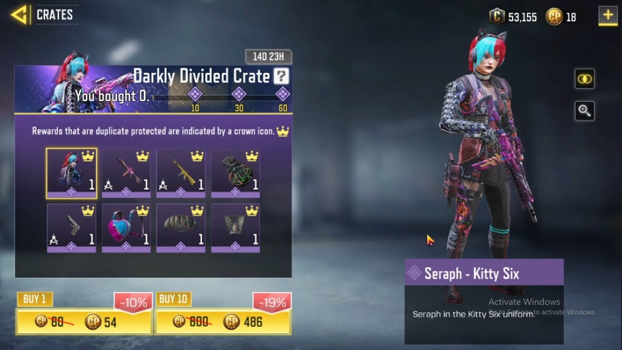 Darkly Divided Crate Seraph - Kitty Six  ICR-1 - Hot Heat  M16 - Gold Glitter