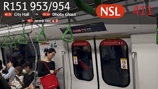 [SMRT] Alstom Movia R151 [953/954] - City Hall » Dhoby Ghaut (NSL)