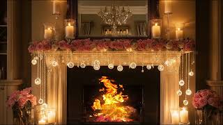 🌹 Warm Firelight & Floral Elegance | Cozy Night Retreat 3 Hours | Meditation Stress Relief Study