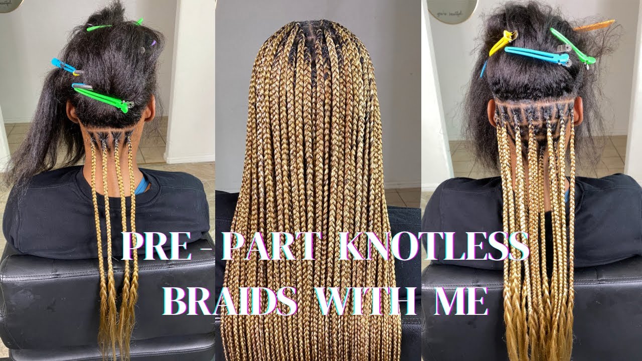 Part Smedium Knotless Braids With Me | Pre - Part Method | Step By Step ...