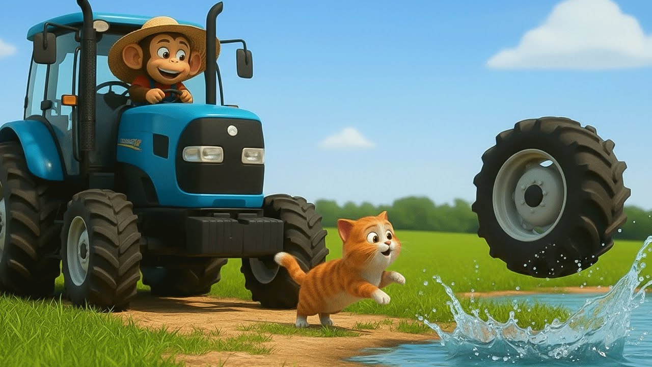 Monkey Funny Fixes Tractor and Plows Beet Field - Farm Work | MonKey Cartoon 🐒