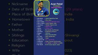 🏏Axar Patel(Indian) Biography: #shorts #short #ytshort #viral #trending #cricket #ipl #axarpatel