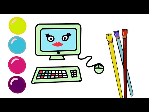 コンピューターの描き方、一緒に描くのが簡単で楽しい、描くことを学ぶ, 우리는 컴퓨터, 어린이, 가벼운 그림을 그립니다.рисуем компьютер