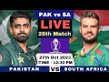 Live pakistan vs south africa live cricket match today world cup  pak vs sa live score and match