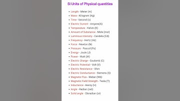 SI units of physical quantities #physics #siunit #physicalquantities #sciencegk