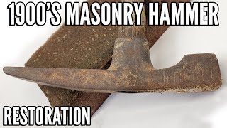 1900's Masonry Hammer Restored with a Custom Etched Black Magnetite Finish