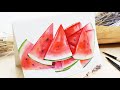 Simply Watercolor Idea for Beginners/ Watermelon Painting Step by Step Tutorial/ Painting on a Card