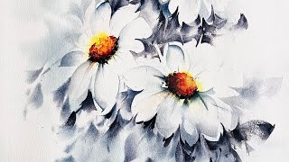 How to paint white flowers with watercolor?
