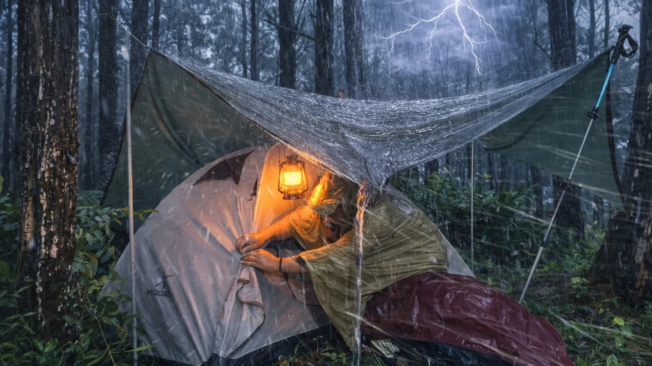 ⚡ TRAPPED ALONE IN A DEADLY STORM — SOLO CAMPING NIGHT IN THE MOUNTAINS ⛈️