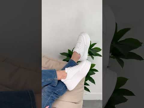 Молодіжні білі кросівки натуральна шкіра на платформі, видео 1