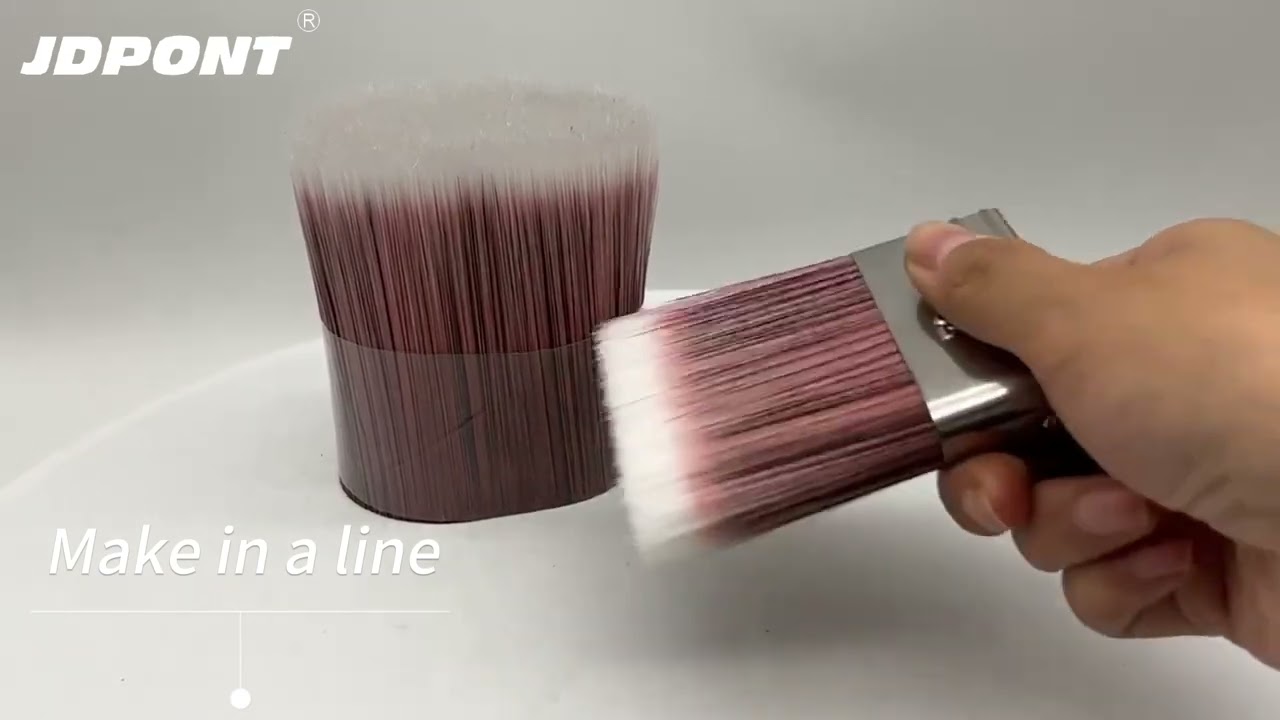 Mechanical flagged physical tapered red white tip brush filament