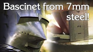 One piece forged bascinet from the 7 mm steel plate, eng sub. Цельнокованный бацинет из стали 7 мм.
