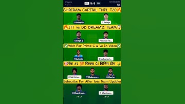LIVE🔴| ITT Vs DD DREAM11 PREDICTION | ITT Vs DD TNPL T20 DREAM11 TEAM | itt vs dd #viral#viralshort