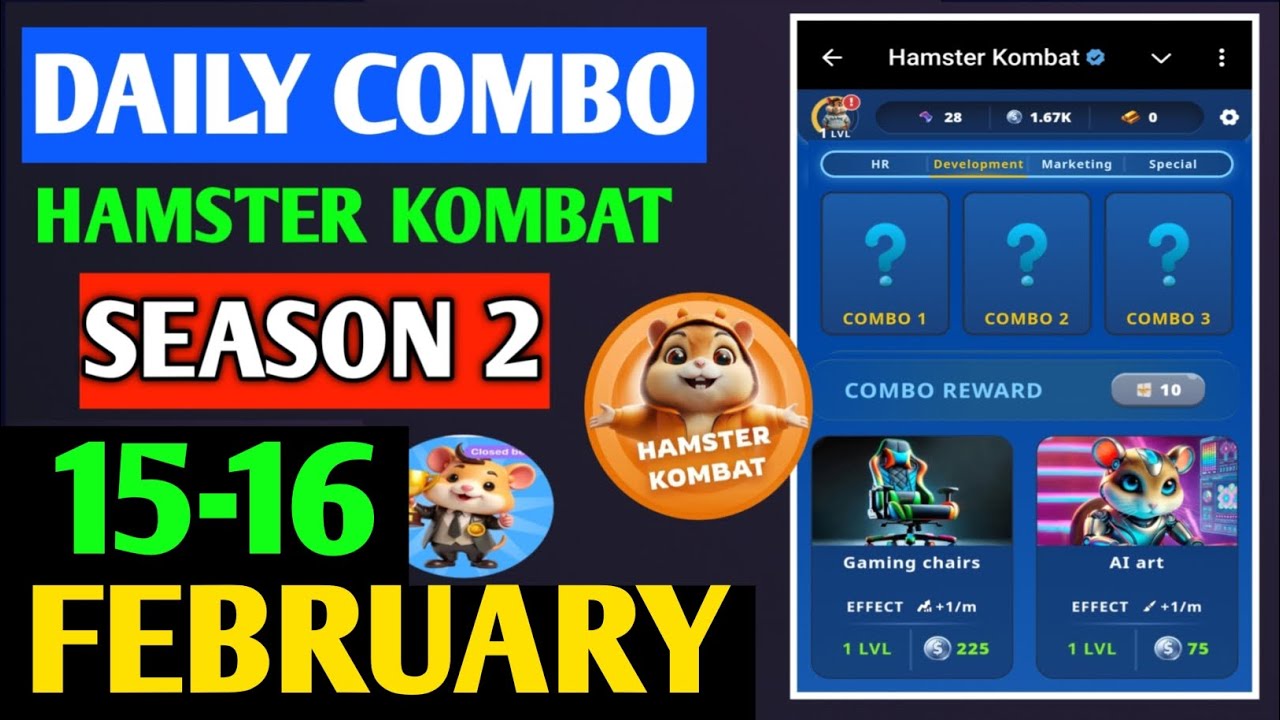 HAMSTER KOMBAT GAMEDEV DAILY COMBO | HAMSTER KOMBAT DAILY COMBO | 15-16 FEBRUARY HAMSTER DAILY COMBO