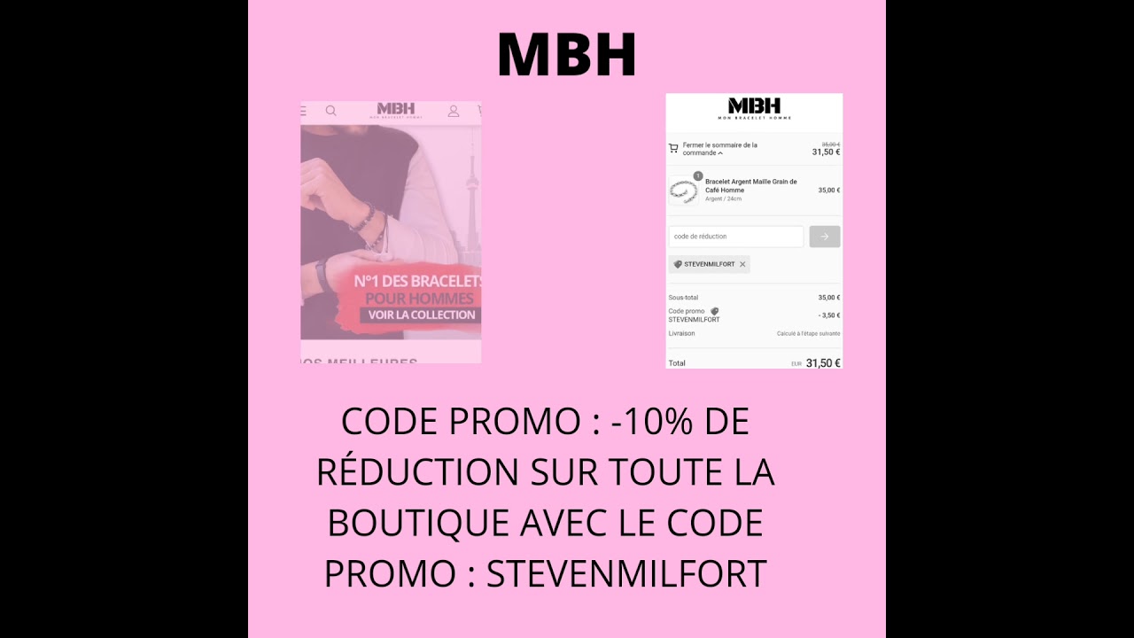 🔹Code promo valable sur mon bracelet homme