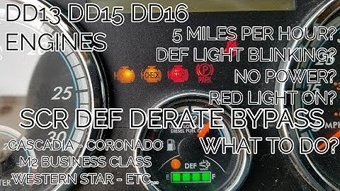 Freightliner cascadia DD13 DD15 DD16 Emissions derate bypass 5 miles per hour SCR DEF light blinking