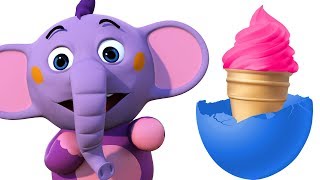 learn colors surprise eggs for kids kent the elephant making ice cream hooplakidz edu
