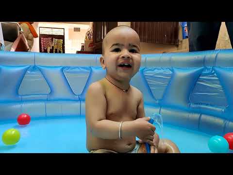Baby Bathing In Big Bath Tub | Baby Fun Time | Baby Playing With