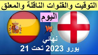 موعد مباراة انجلترا واسبانيا في نهائي يورو تحت 21 اوروبا تحت 21 والقنوات الناقلة والمعلق